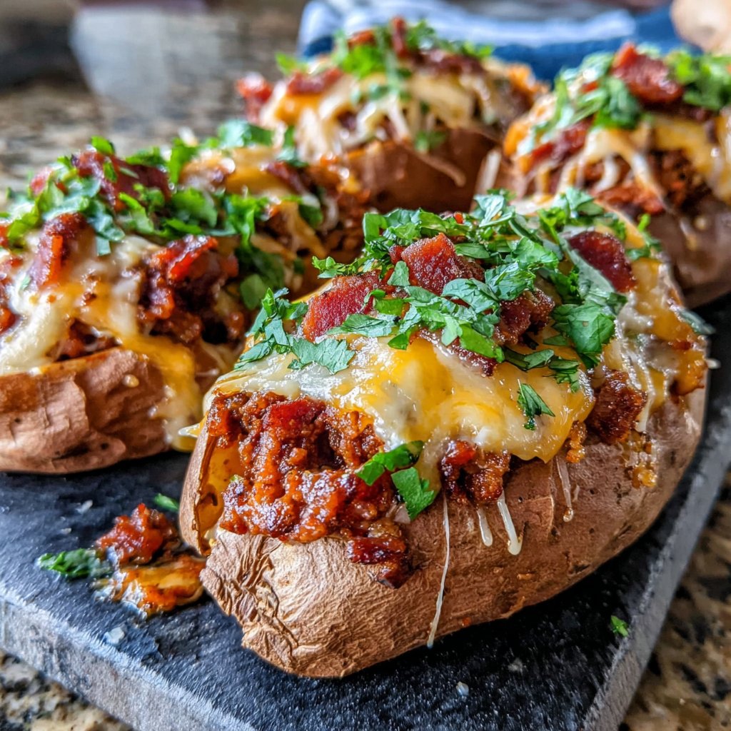 Chili Loaded Sweet Potatoes