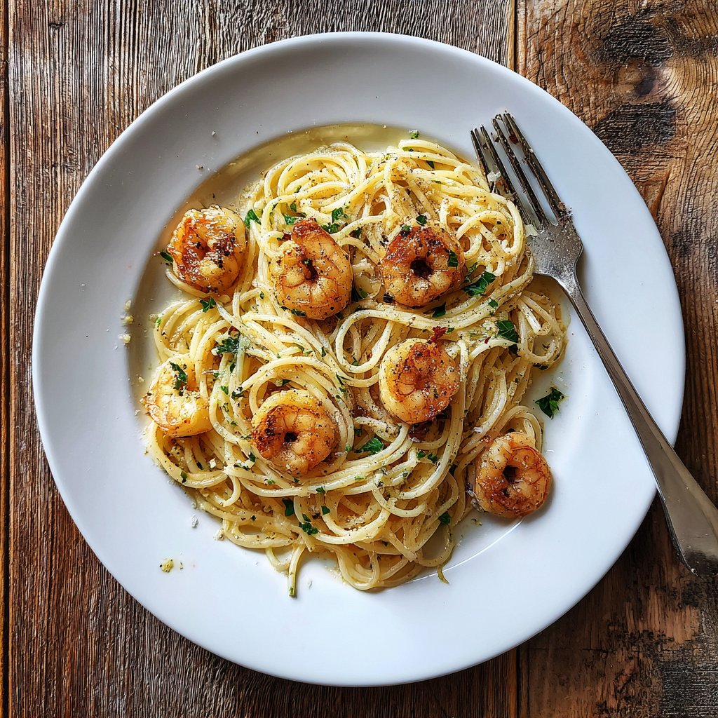 Garlic Lemon Shrimp Spaghetti