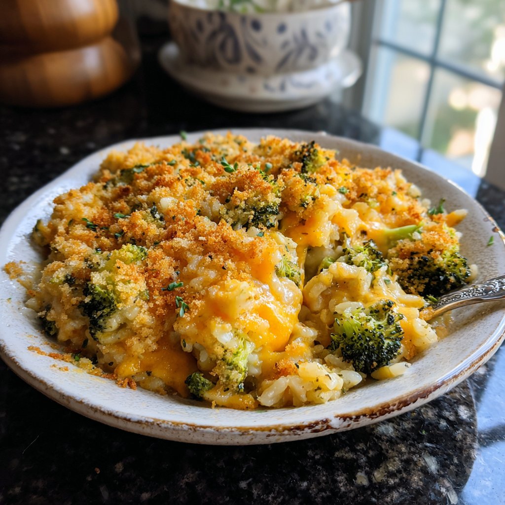 Cheddar Broccoli Rice Casserole